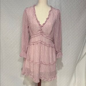 Elegant Long Sleeve Ruffle Dress Waist 30”